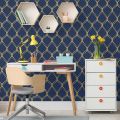 Clifton Wave Geometric Wallpaper Navy - Direct Wallpapers by Zara Curtains